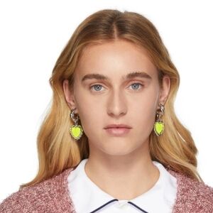 💰 Neon Yellow Heart Earrings